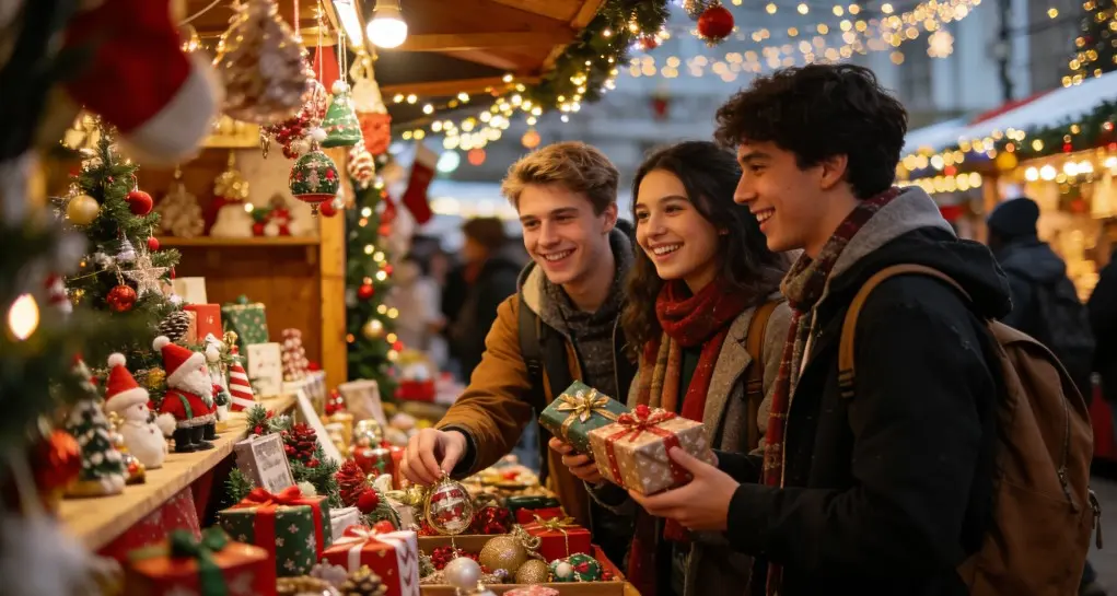 College students explore Christmas markets